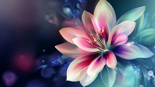 Digital Flower with Gradient Petals and Luminous Effects
