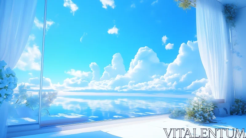 Cloudlit ocean terrace with sheer white dreams unfolding.