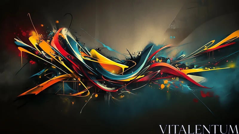 Abstract digital streaks form dynamic central ribbon band