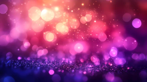 Vibrant bokeh lights abstract background in pink and purple hues.