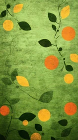 Textured botanical abstraction with citrus-inspired forms.