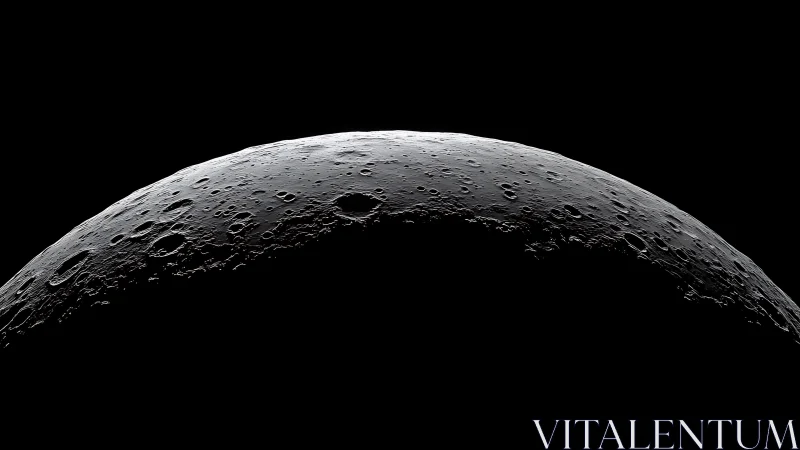 Lunar crescent horizon carved in silver shadowed craters.