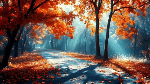 Chromatic Luminescence Through Deciduous Canopy Pathway.