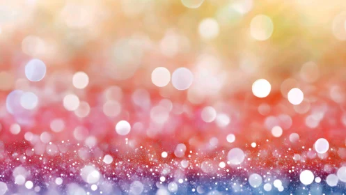 Iridescent bokeh lights over warm pastel gradient field.