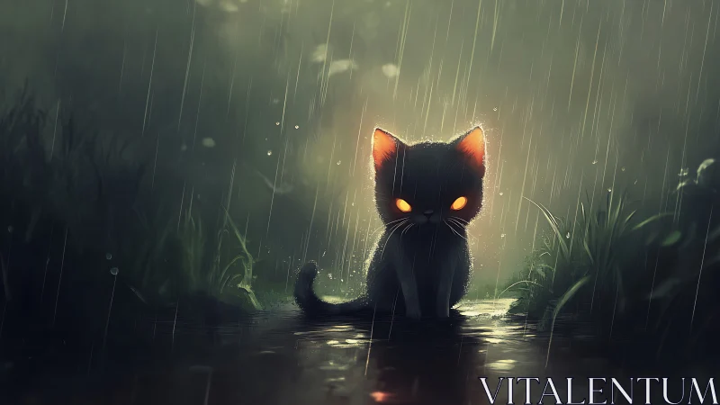 Midnight kitten brews quiet storms with ember-bright eyes