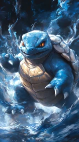 Gentle water guardian surging through swirling blue waves.