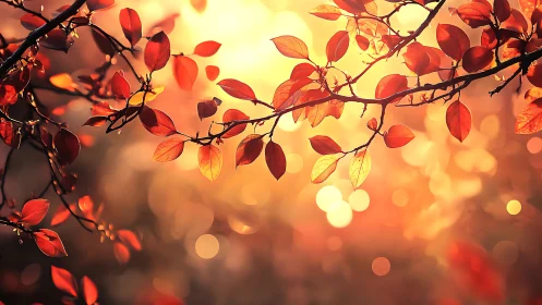 Backlit foliage is recorded against a warm defocused background