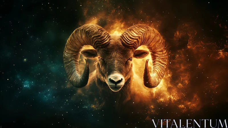 Cosmic ram head emerges from blazing nebular void in space