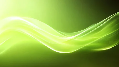 Green luminous wave lines over smooth abstract gradient.