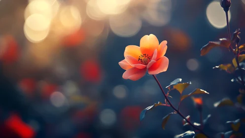 Orange flower with bokeh background blurred ambient lighting