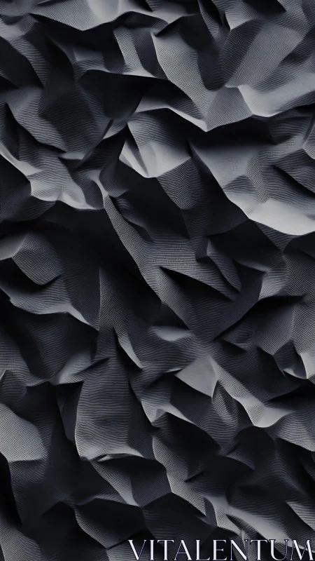 Abstract folded terrain pattern evokes sculpted midnight fabric