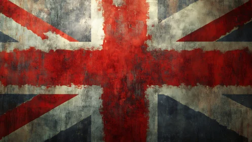 Grunge-textured Union Jack with distressed painterly overlay.