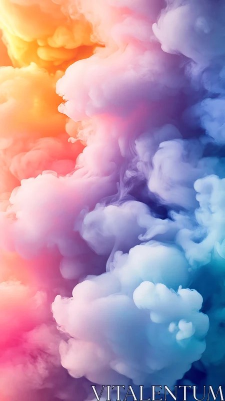 Colorful vapor clouds swirl in a dreamy abstract gradient