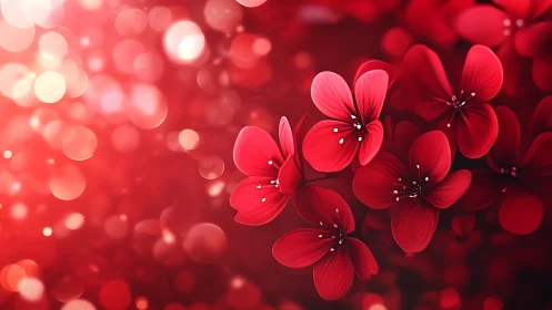 Crimson Blooms Drift Through Liquid Light.