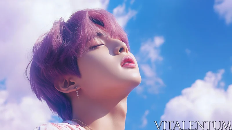 Soft-lit anime portrait captures serene upward skyward gaze