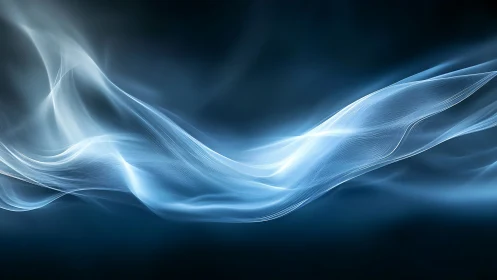 Flowing luminous waveforms over deep blue void.