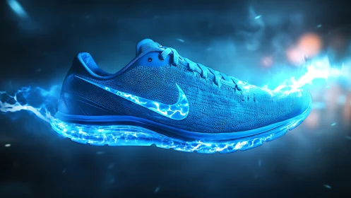 Electric blue runner ignites the track with neon thunder.