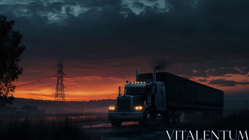 Midnight freight titan hums toward a storm-soaked horizon