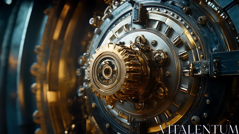 Mechanical vault door core rendered in high-detail 3D