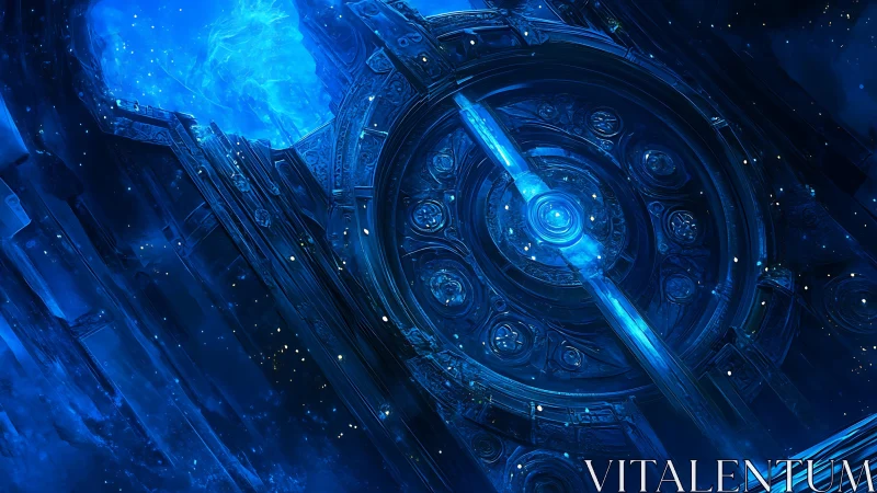 Cyberpunk astral gateway with rotating concentric core portal.