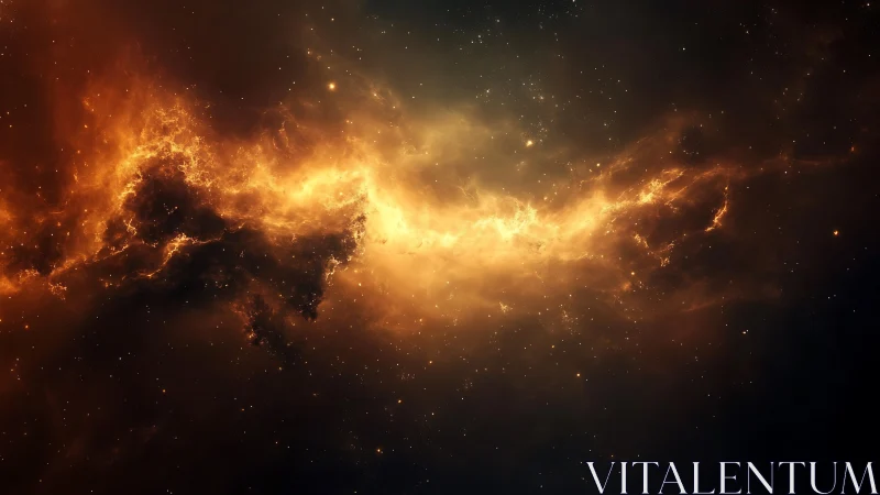 Molten-gold nebula band cuts across deep black starfield