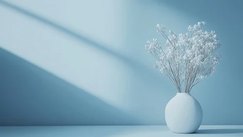 Minimalist White Vase with Dried Florals in Sunlight.