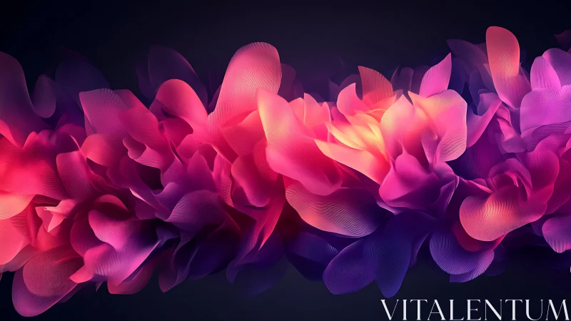 Prismatic flowing petals in neon gradient bloom band.