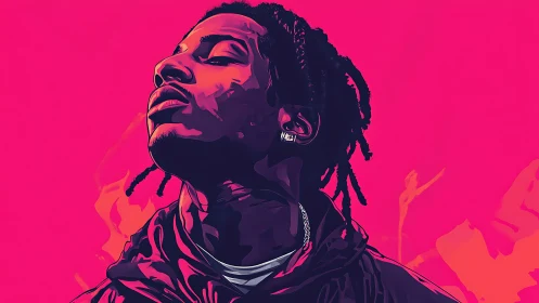 Neon-drenched portrait of defiant youth in electric pink storm.