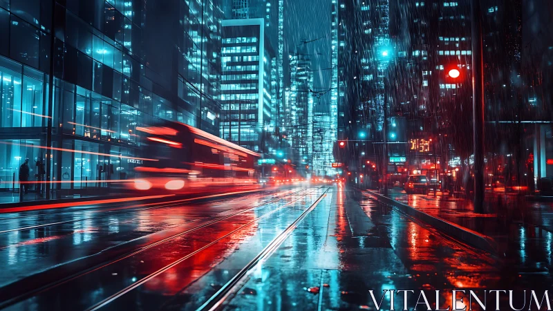 Neon raincar rushes through electric midnight avenues.