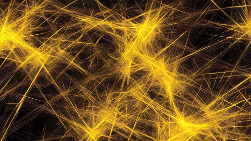 Yellow fractal light strands intersect across dark background