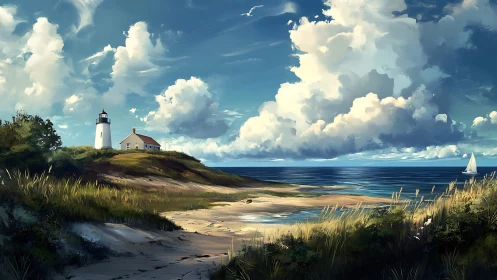 Coastal Lighthouse Under Dramatic Skies.