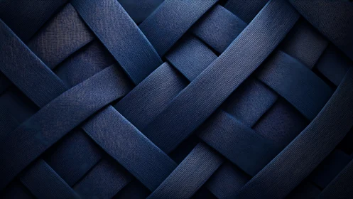 Interlaced dark blue bands forming woven geometric grid.