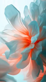 Translucent Floral Abstraction with Turquoise-to-Coral Gradient Rendering
