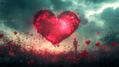 Luminous Heart Against Stormy Skies.