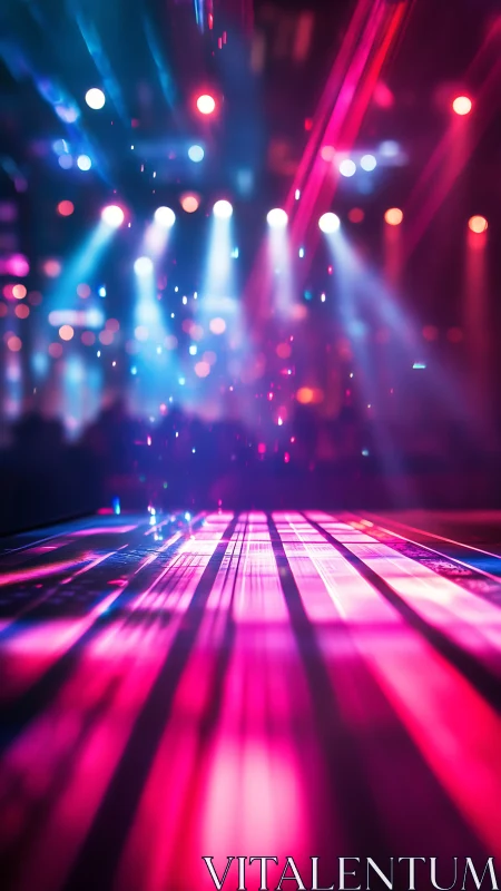 Neon-lit nightclub floor with dynamic bokeh light trails.