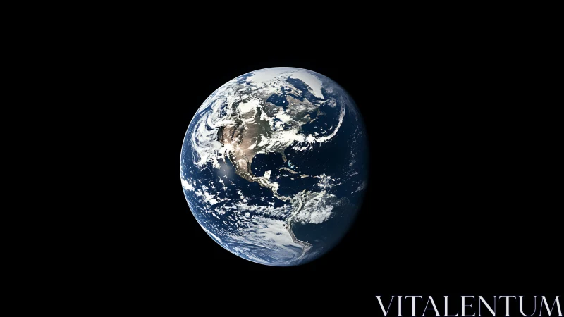 Orbital view of Earth with North and South America illuminated.