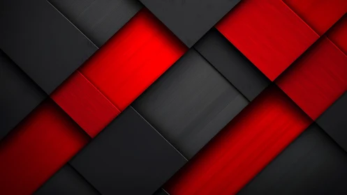 Abstract geometric background with layered black and red rectangles.