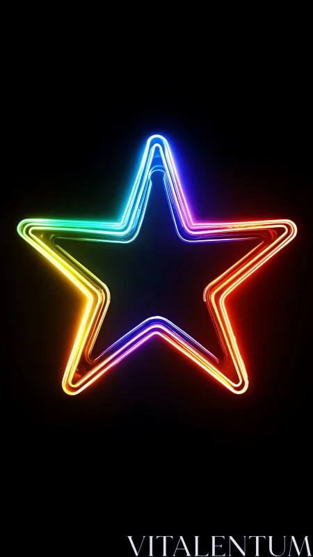 Luminous neon star outline glowing in prismatic spectrum.