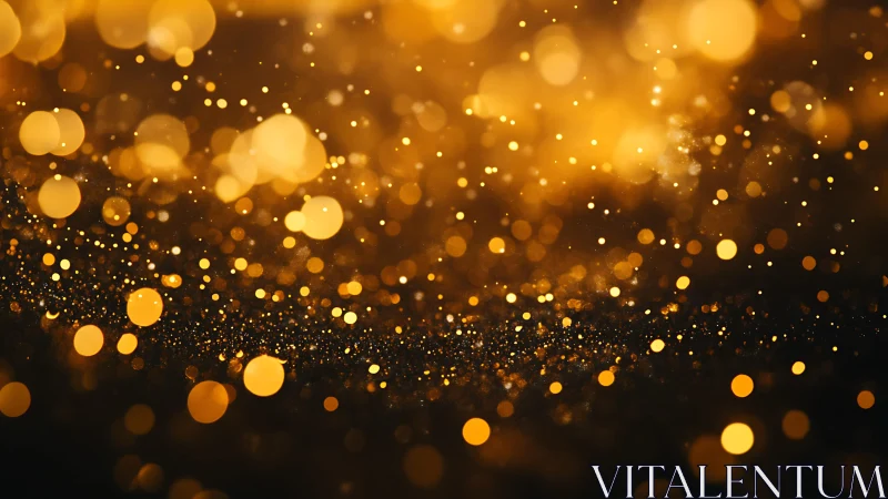 Glowing Golden Bokeh Lights on a Dark Background, Abstract Style.