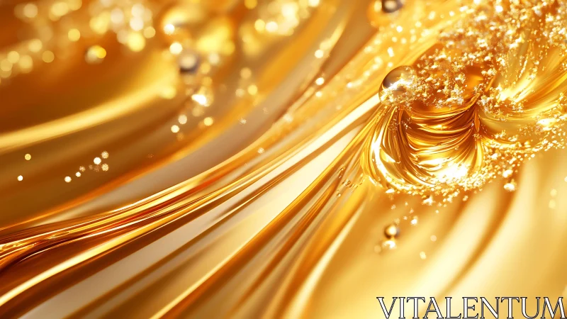 Liquid gold abstract art with flowing waves and sparkling highlights.
