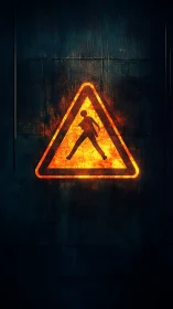 Incandescent Caution Symbol with Radiative Thermodynamic Glow.