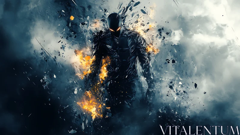 Armored humanoid forms from fracturing shards and internal flame core