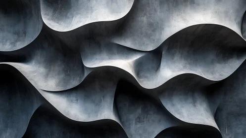 Curved concrete relief wall creates fluid sculptural surface