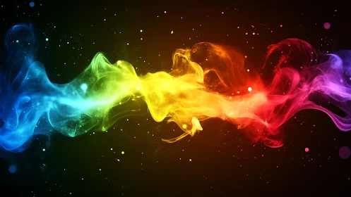 Prismatic nebula ribbon swirling across a star-sprinkled void.