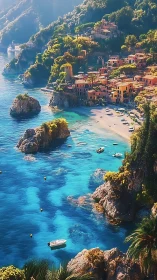 Coastal Mediterranean Village in Rocky Terrain
