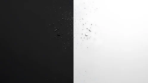 Water droplets divide stark black and white minimal surface