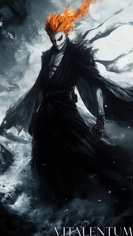 Flame‑Crowned Reaper strides through stormborn shadows.