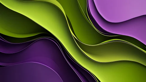 Flowing lime and violet waves create soothing abstract motion