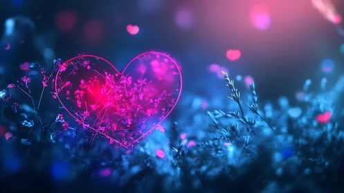 Glowing Heart in a Dreamy Garden of Light