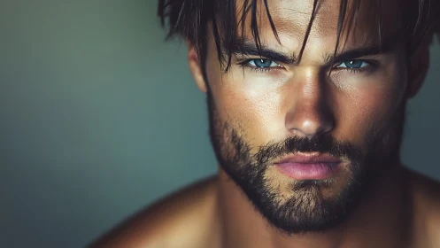 Storm-bright gaze and quiet strength in a close portrait.